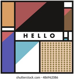 Trendy geometric elements memphis greeting cards design. Retro style texture, pattern and elements. Modern abstract design poster and cover template