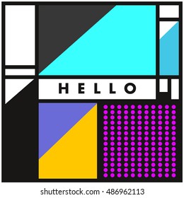 Trendy geometric elements memphis greeting cards design. Retro style texture, pattern and elements. Modern abstract design poster and cover template