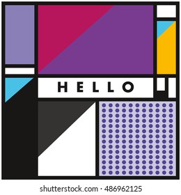 Trendy geometric elements memphis greeting cards design. Retro style texture, pattern and elements. Modern abstract design poster and cover template