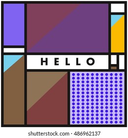 Trendy geometric elements memphis greeting cards design. Retro style texture, pattern and elements. Modern abstract design poster and cover template