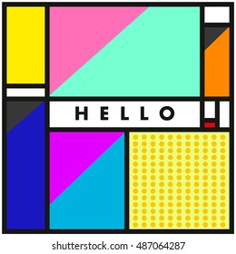 Trendy geometric elements memphis greeting cards design. Retro style texture, pattern and elements. Modern abstract design poster and cover template