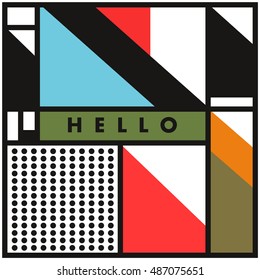 Trendy geometric elements memphis greeting cards design. Retro style texture, pattern and elements. Modern abstract design poster and cover template