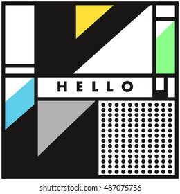 Trendy geometric elements memphis greeting cards design. Retro style texture, pattern and elements. Modern abstract design poster and cover template
