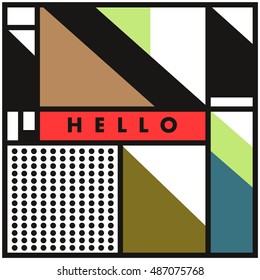 Trendy geometric elements memphis greeting cards design. Retro style texture, pattern and elements. Modern abstract design poster and cover template