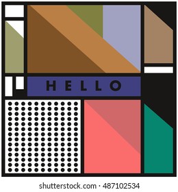 Trendy geometric elements memphis greeting cards design. Retro style texture, pattern and elements. Modern abstract design poster and cover template