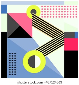 Trendy geometric elements memphis greeting cards design. Retro style texture, pattern and elements. Modern abstract design poster and cover template