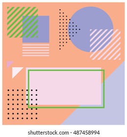 Trendy geometric elements memphis greeting cards design. Retro style texture, pattern and elements. Modern abstract design poster and cover template