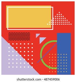 Trendy geometric elements memphis greeting cards design. Retro style texture, pattern and elements. Modern abstract design poster and cover template