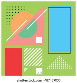 Trendy geometric elements memphis greeting cards design. Retro style texture, pattern and elements. Modern abstract design poster and cover template