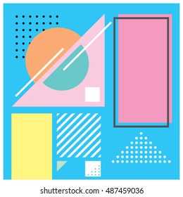 Trendy geometric elements memphis greeting cards design. Retro style texture, pattern and elements. Modern abstract design poster and cover template