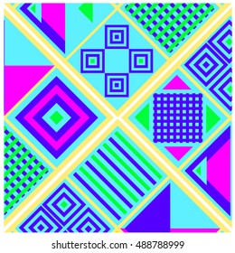 Trendy geometric elements memphis greeting cards design. Retro style texture, pattern and elements. Modern abstract design poster and cover template
