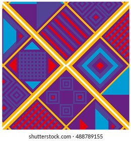 Trendy geometric elements memphis greeting cards design. Retro style texture, pattern and elements. Modern abstract design poster and cover template