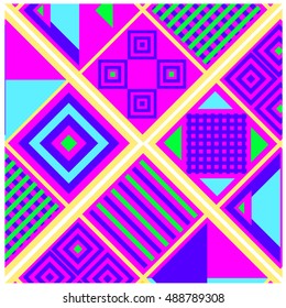 Trendy geometric elements memphis greeting cards design. Retro style texture, pattern and elements. Modern abstract design poster and cover template