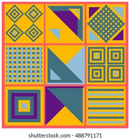 Trendy geometric elements memphis greeting cards design. Retro style texture, pattern and elements. Modern abstract design poster and cover template