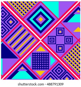 Trendy geometric elements memphis greeting cards design. Retro style texture, pattern and elements. Modern abstract design poster and cover template