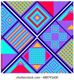 Trendy geometric elements memphis greeting cards design. Retro style texture, pattern and elements. Modern abstract design poster and cover template