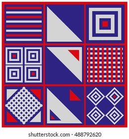Trendy geometric elements memphis greeting cards design. Retro style texture, pattern and elements. Modern abstract design poster and cover template