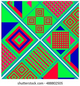 Trendy geometric elements memphis greeting cards design. Retro style texture, pattern and elements. Modern abstract design poster and cover template
