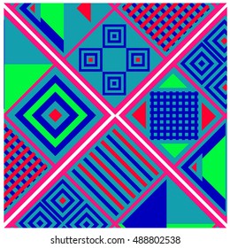 Trendy geometric elements memphis greeting cards design. Retro style texture, pattern and elements. Modern abstract design poster and cover template