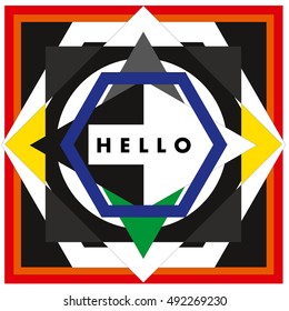 Trendy geometric elements memphis greeting cards design. Retro style texture, pattern and elements. Modern abstract design poster and cover template