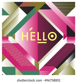 Trendy geometric elements memphis greeting cards design. Retro style texture, pattern and elements. Modern abstract design poster and cover template