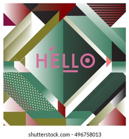 Trendy geometric elements memphis greeting cards design. Retro style texture, pattern and elements. Modern abstract design poster and cover template