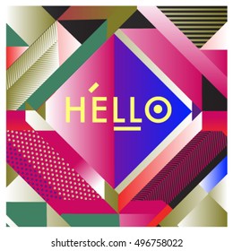 Trendy geometric elements memphis greeting cards design. Retro style texture, pattern and elements. Modern abstract design poster and cover template
