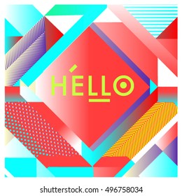 Trendy geometric elements memphis greeting cards design. Retro style texture, pattern and elements. Modern abstract design poster and cover template
