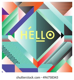 Trendy geometric elements memphis greeting cards design. Retro style texture, pattern and elements. Modern abstract design poster and cover template