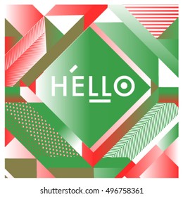 Trendy geometric elements memphis greeting cards design. Retro style texture, pattern and elements. Modern abstract design poster and cover template