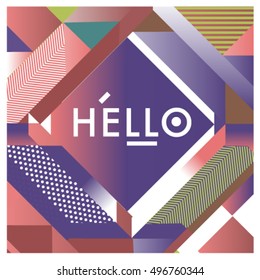 Trendy geometric elements memphis greeting cards design. Retro style texture, pattern and elements. Modern abstract design poster and cover template