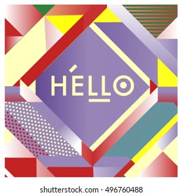 Trendy geometric elements memphis greeting cards design. Retro style texture, pattern and elements. Modern abstract design poster and cover template