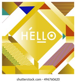 Trendy geometric elements memphis greeting cards design. Retro style texture, pattern and elements. Modern abstract design poster and cover template