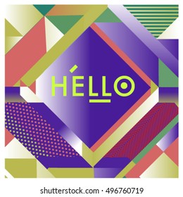 Trendy geometric elements memphis greeting cards design. Retro style texture, pattern and elements. Modern abstract design poster and cover template