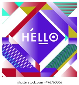 Trendy geometric elements memphis greeting cards design. Retro style texture, pattern and elements. Modern abstract design poster and cover template