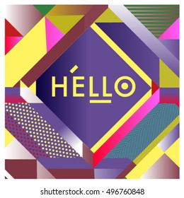 Trendy geometric elements memphis greeting cards design. Retro style texture, pattern and elements. Modern abstract design poster and cover template