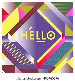 Trendy geometric elements memphis greeting cards design. Retro style texture, pattern and elements. Modern abstract design poster and cover template