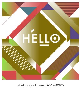 Trendy geometric elements memphis greeting cards design. Retro style texture, pattern and elements. Modern abstract design poster and cover template