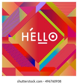 Trendy geometric elements memphis greeting cards design. Retro style texture, pattern and elements. Modern abstract design poster and cover template