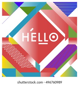 Trendy geometric elements memphis greeting cards design. Retro style texture, pattern and elements. Modern abstract design poster and cover template