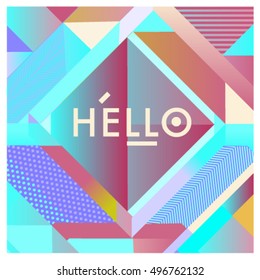 Trendy geometric elements memphis greeting cards design. Retro style texture, pattern and elements. Modern abstract design poster and cover template