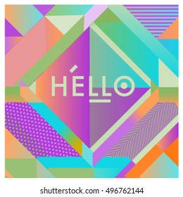 Trendy geometric elements memphis greeting cards design. Retro style texture, pattern and elements. Modern abstract design poster and cover template