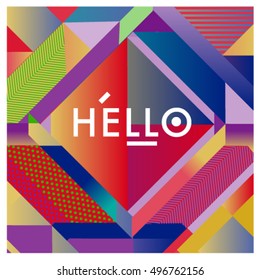 Trendy geometric elements memphis greeting cards design. Retro style texture, pattern and elements. Modern abstract design poster and cover template