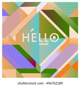 Trendy geometric elements memphis greeting cards design. Retro style texture, pattern and elements. Modern abstract design poster and cover template