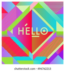 Trendy geometric elements memphis greeting cards design. Retro style texture, pattern and elements. Modern abstract design poster and cover template