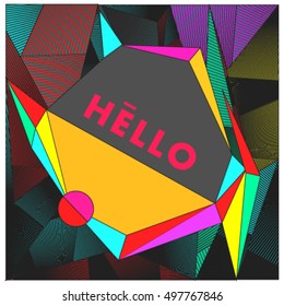 Trendy geometric elements memphis greeting cards design. Retro style texture, pattern and elements. Modern abstract design poster and cover template