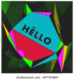 Trendy geometric elements memphis greeting cards design. Retro style texture, pattern and elements. Modern abstract design poster and cover template