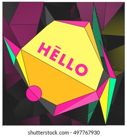 Trendy geometric elements memphis greeting cards design. Retro style texture, pattern and elements. Modern abstract design poster and cover template