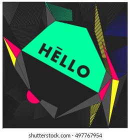 Trendy geometric elements memphis greeting cards design. Retro style texture, pattern and elements. Modern abstract design poster and cover template
