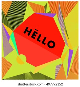 Trendy geometric elements memphis greeting cards design. Retro style texture, pattern and elements. Modern abstract design poster and cover template